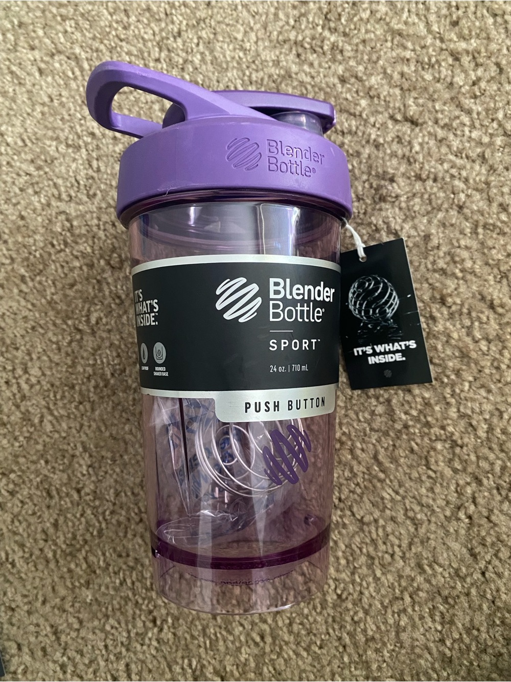 NEW BlenderBottle Sport Shaker Bottle — Purple Push-Button Lid